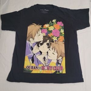 Ouran High School Host Club Hitachiin Twins Boyfriend Fit T-Shirt Womens S Black